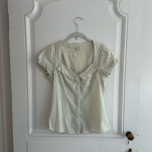 Anthropologie Short sleeve puff Swiss dot blouse 8
